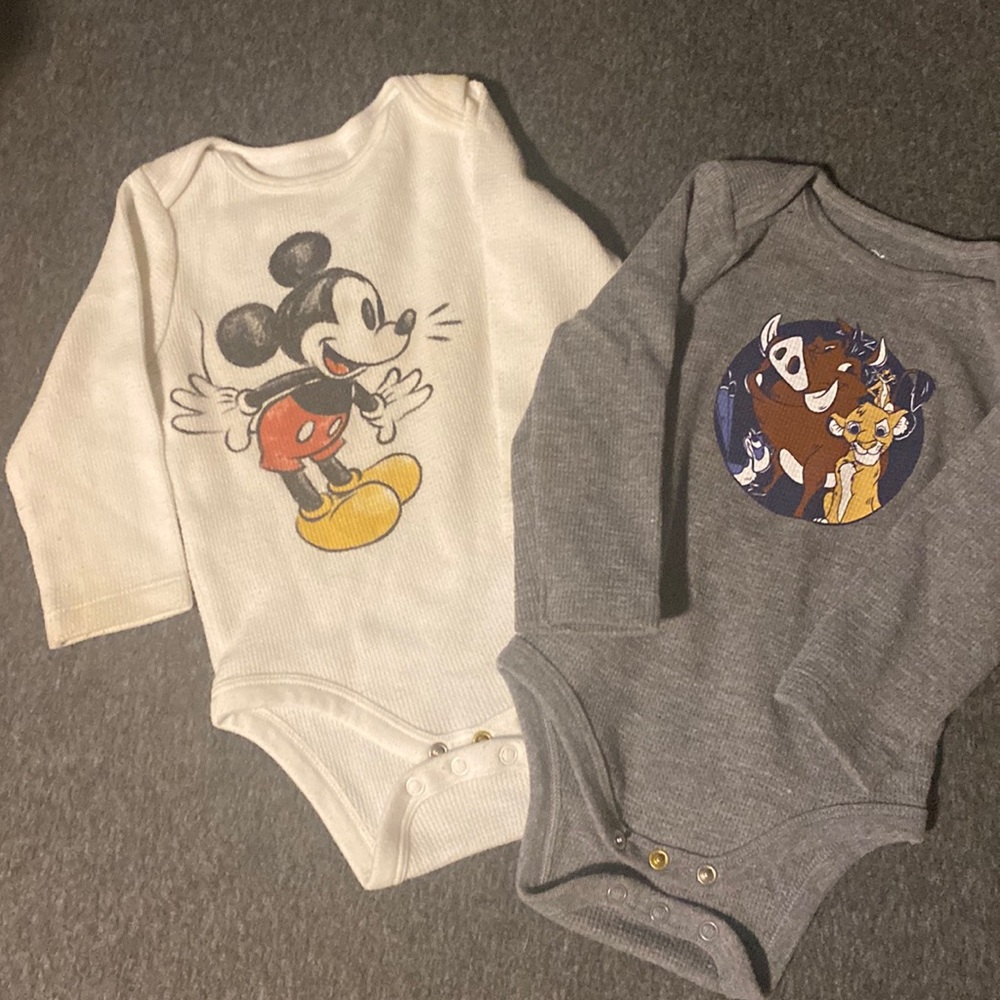 Mickey / Lion King Timon & Pumbaa - long sleeve thermal bodysuit 2-pack